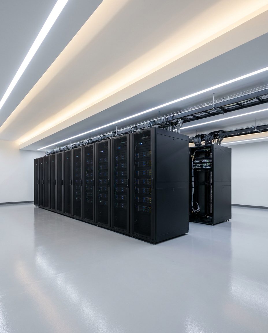 Architectural realism — a clean rack row, crop-ready for any surface
