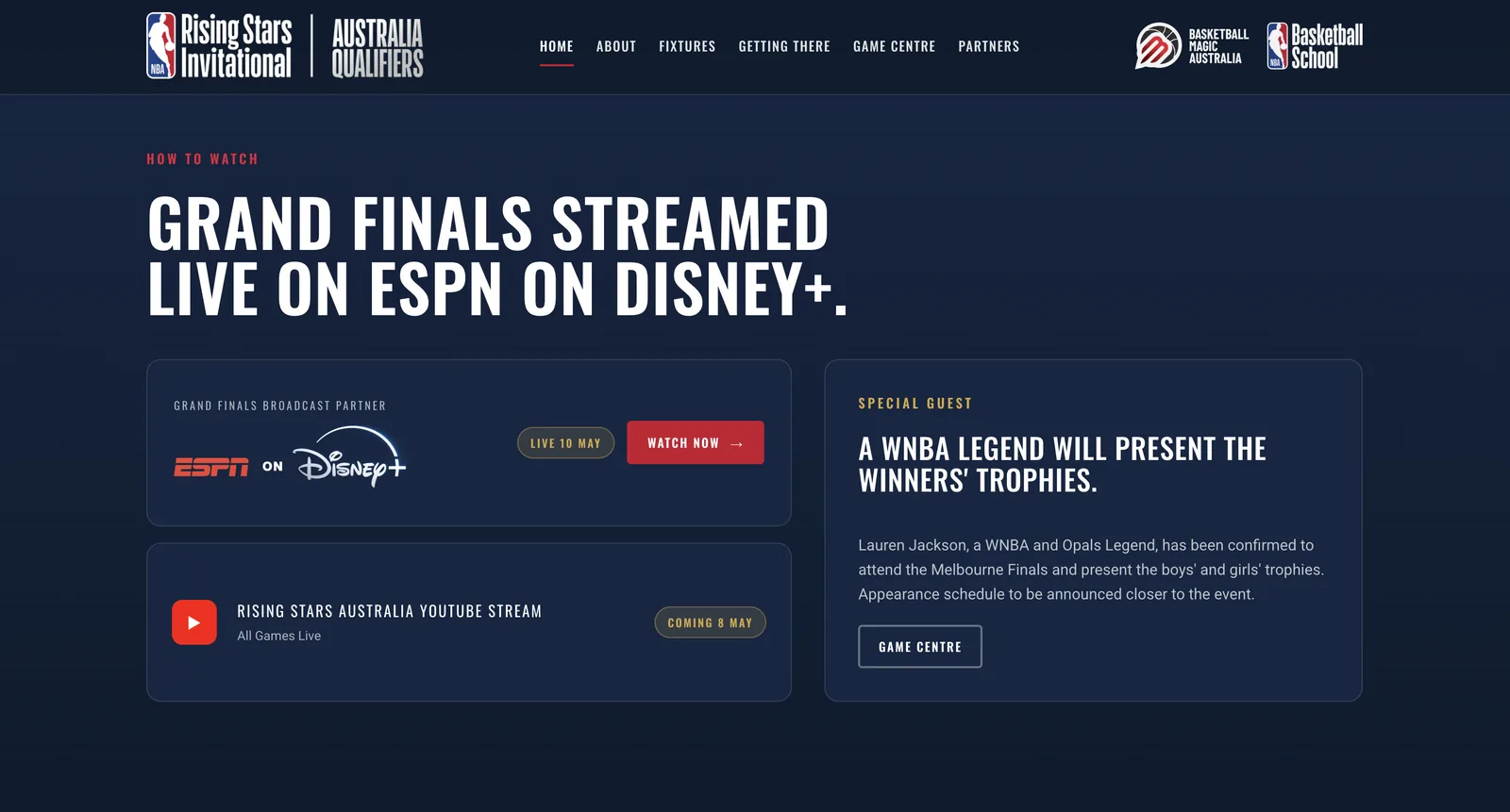 NBA Rising Stars Invitational Australia Grand Finals streamed live on ESPN on Disney+
