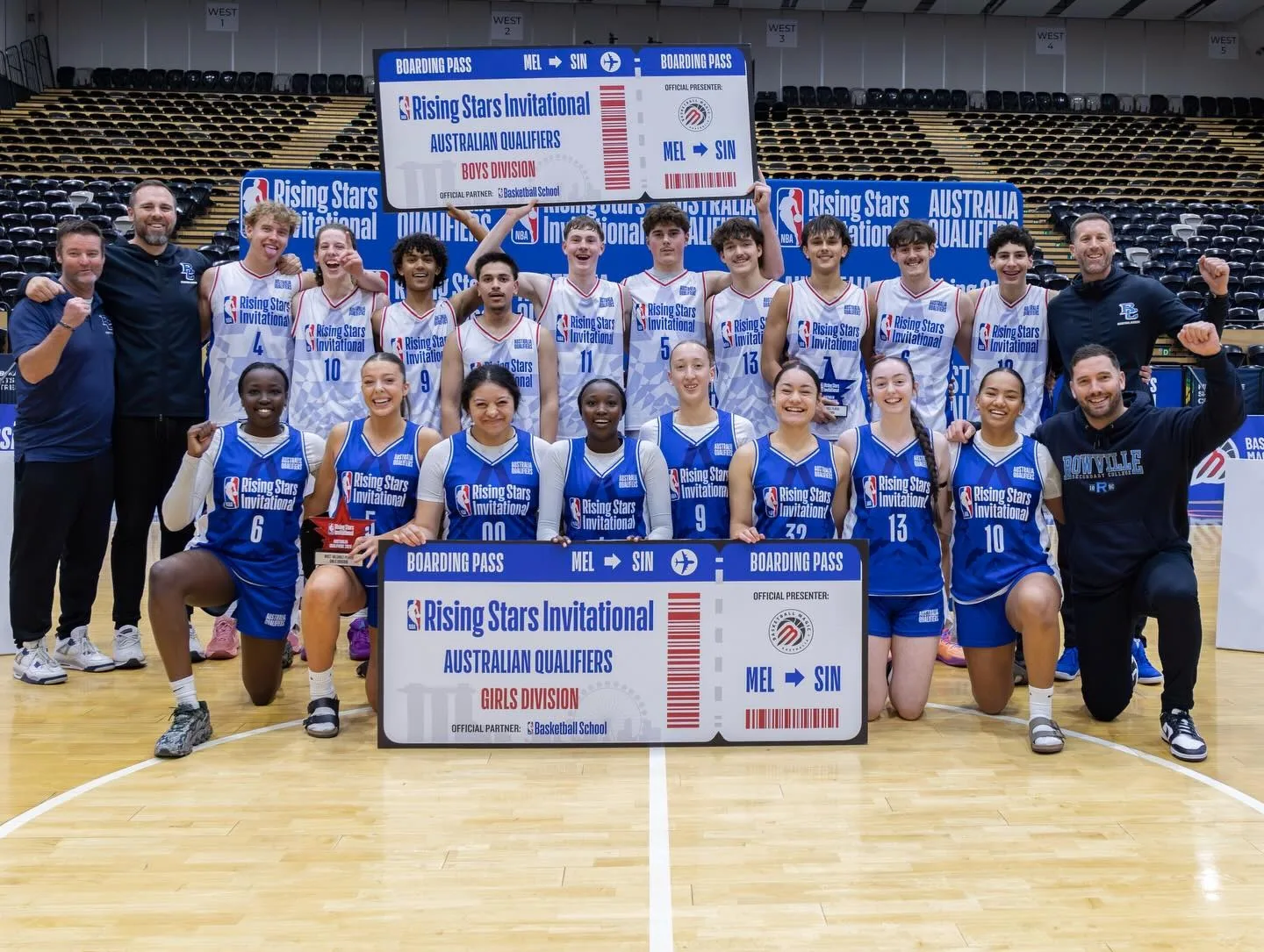 Berwick College and Rowville SC, the 2026 NBA Rising Stars Invitational Australian Qualifier champions
