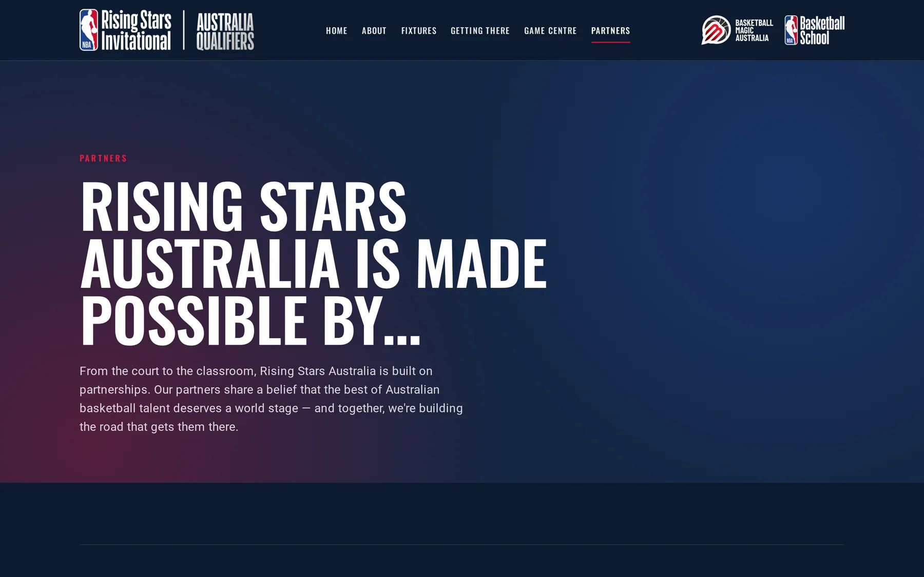 Tournament partners page